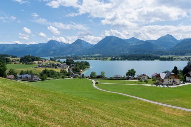 Lake Wolfgang with boats in summer, Austria