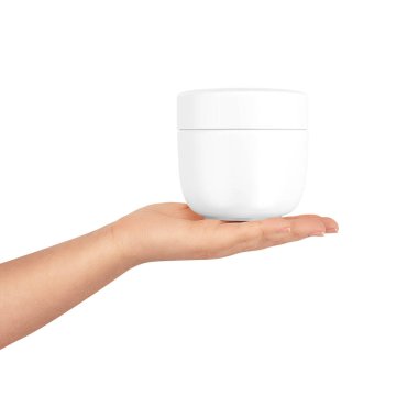 Beyaz arka planda kozmetik kavanozu