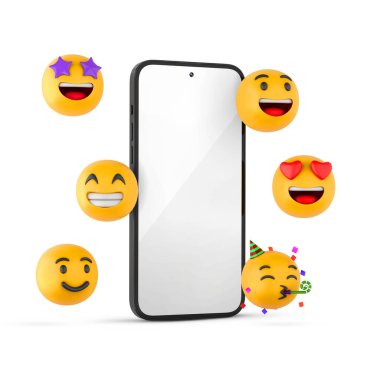 Beyaz arkaplanda Emoji 'yi ara