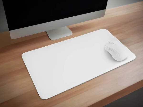 Mouse Pad on wooden table