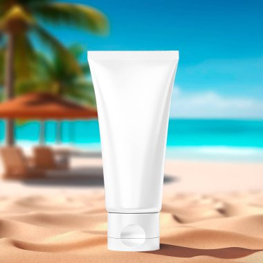 Kumsalda güneş kremi.