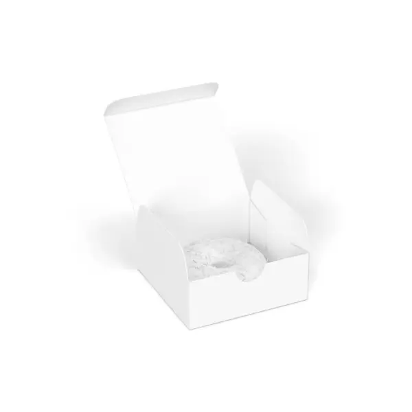 Boîte Avec Beignet Sur Fond Blanc — Photo