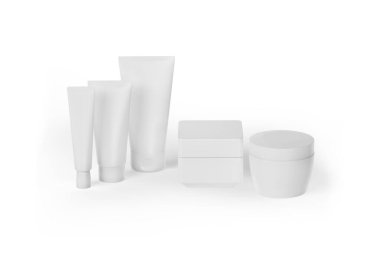 Beyaz arka plan üzerinde set kozmetik