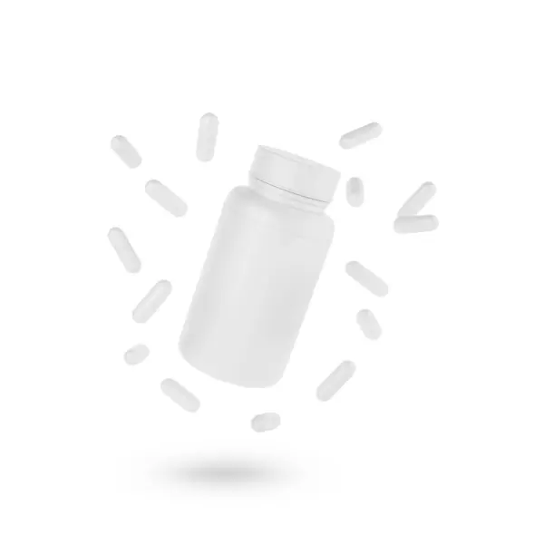 Jar Pílula Fundo Branco — Fotografia de Stock