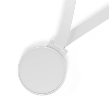 Beyaz arka planda kurdele ile yarışma madalyası