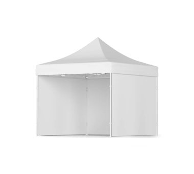 Beyaz arka planda izole edilmiş beyaz boş çadır. 3d oluşturma