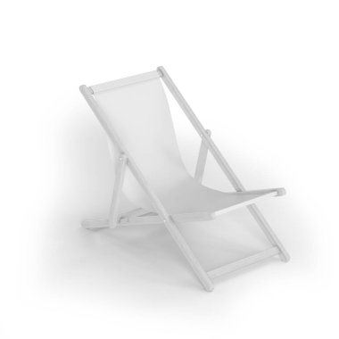 Beyaz arka planda izole edilmiş beyaz plaj uzantısının 3 boyutlu çizimi