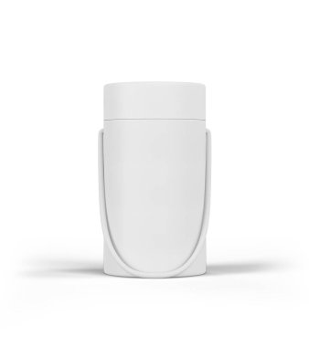 Beyaz arkaplanda izole edilmiş beyaz boş kozmetik kabı