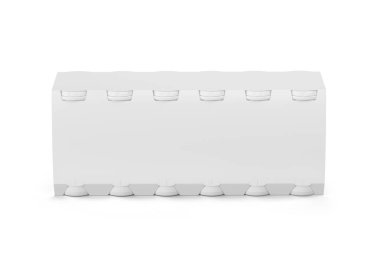 Yiyecek için beyaz plastik yemek tepsisi. Beyaz arkaplanda 3d illüstrasyon.