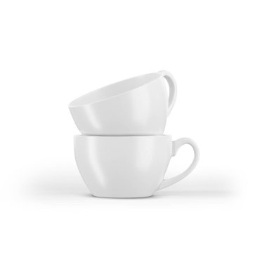 Marka sunumu için minimalist beyaz kahve fincanının ön görünümü