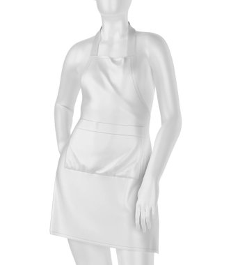 White kitchen apron with front pocket clipart