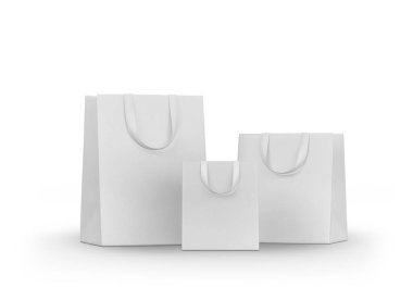 Minimalist White Shopping Bags in Various Sizes with Carry Handles clipart