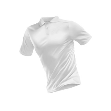 White Polo Shirt Floating Against a White Background