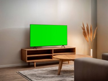 Modern Oturma Odası İçindeki Parlak TV Model