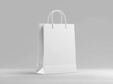 Beyaz Alışveriş Çantası Gri Üzerine Model