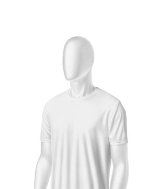 Manken tişörtü giyiyor.