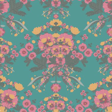 Halk tarzında yapılmış kusursuz bir çiçek kompozisyonu. Kartpostal, poster, mavi arkaplanda rustik tarzda yazdırma