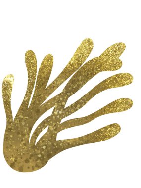   Altın algler, beyaz arka planda tasarım için elementler, sualtı dünyası