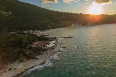 İtalya 'daki Portonovo' nun havadan görünüşü