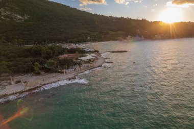 İtalya 'daki Portonovo' nun havadan görünüşü