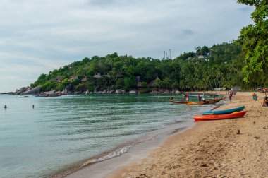 Koh Tao sahilinde bir tekne.