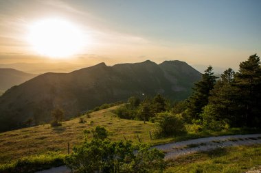 View of meadow on the slope of monte Nerone in Marche region in Italy clipart