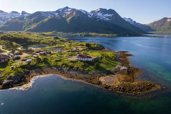 stock image Drone view of Lofoten islands in north Norway