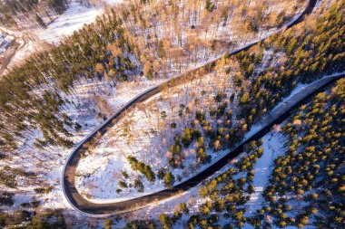 Top down view of mountain road in Karkonosze mountains clipart