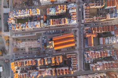 Elblag 'daki eski şehrin havadan görüntüsü