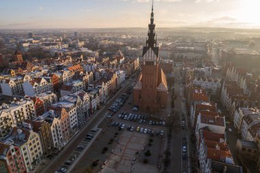 Elblag 'daki eski şehrin havadan görüntüsü