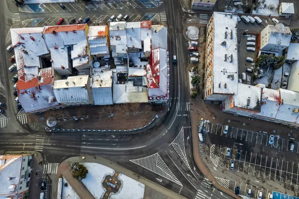 Kış boyunca Lancut kasabasının insansız hava aracı görüntüsü