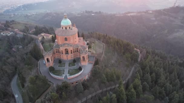 Вид Повітря Святилище Мадонна Сан Лука Болоньї — стокове відео