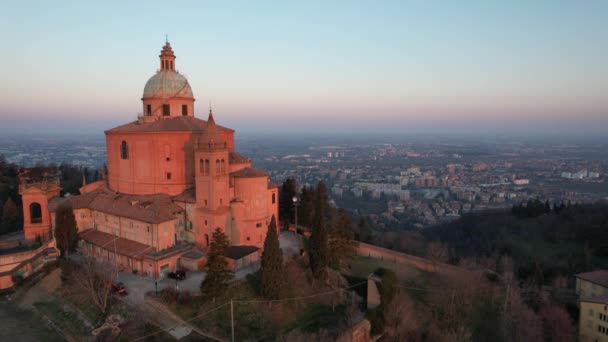Pemandangan Udara Tempat Suci Madonna San Luca Bologna — Stok Video