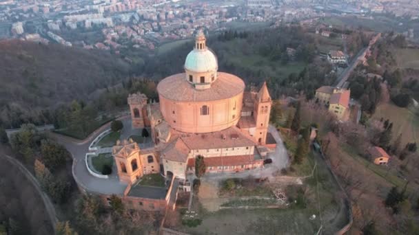 Luftaufnahme Des Heiligtums Der Madonna San Luca Bologna — Stockvideo