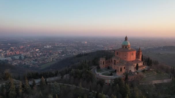 Madonna San Luca Bolognai Szentélyének Légi Kilátása — Stock videók