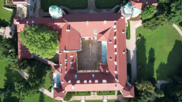 Luftaufnahme Der Burg Lancut Stadt — Stockvideo