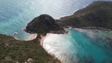 Yunanistan 'ın Korfu adasındaki Timoni plajının hava manzarası