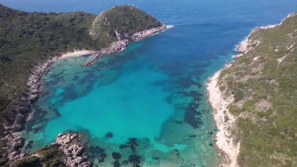 Vista Aérea Praia Timoni Ilha Corfu Grécia — Vídeo de Stock