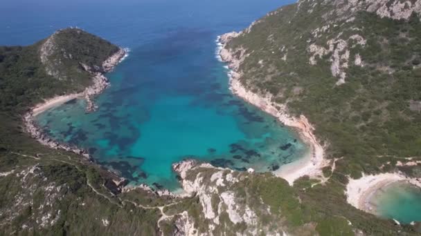 Yunanistan Korfu Adasındaki Timoni Plajının Hava Manzarası — Stok video