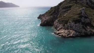 Yunanistan 'ın Korfu adasındaki Timoni plajının hava manzarası