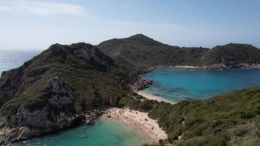 Yunanistan 'ın Korfu adasındaki Timoni plajının hava manzarası