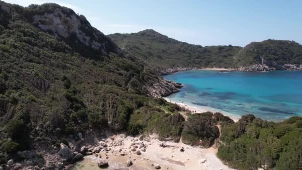 Vue Aérienne Plage Timoni Sur Île Corfou Grèce — Video