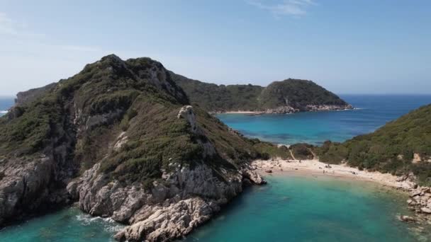 Veduta Aerea Della Spiaggia Timoni Sull Isola Corfù Grecia — Video Stock