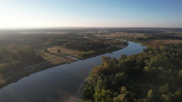 Luftaufnahme Des Flusses Bug Polen — Stockvideo