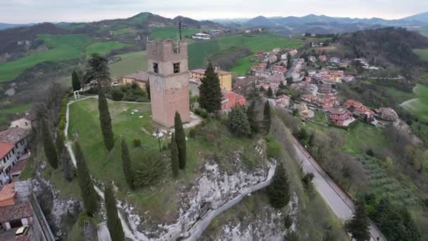 Veduta Aerea Del Villaggio Peglio Italia — Video Stock