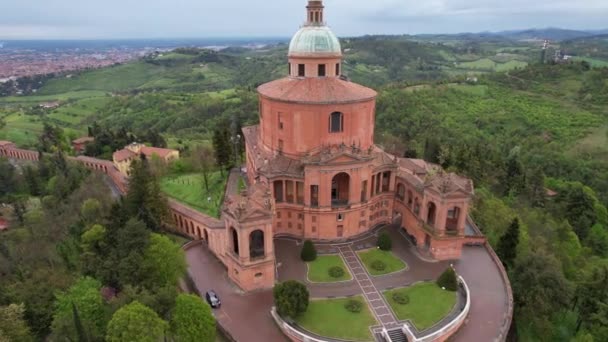 Vue Aérienne Sanctuaire Madonna San Luca Bologne — Video