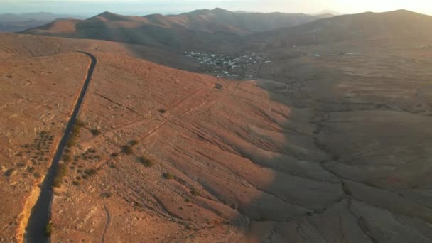 Spanya Fuerteventura Daki Dağların Havadan Görünüşü — Stok video