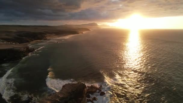 Flygfoto Över Fuerteventuras Kust Pared — Stockvideo