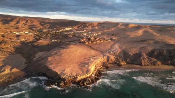 Vista Aérea Costa Fuerteventura Pared — Vídeos de Stock