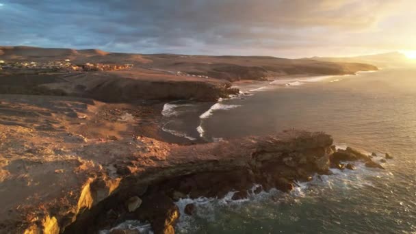 Flygfoto Över Fuerteventuras Kust Pared — Stockvideo